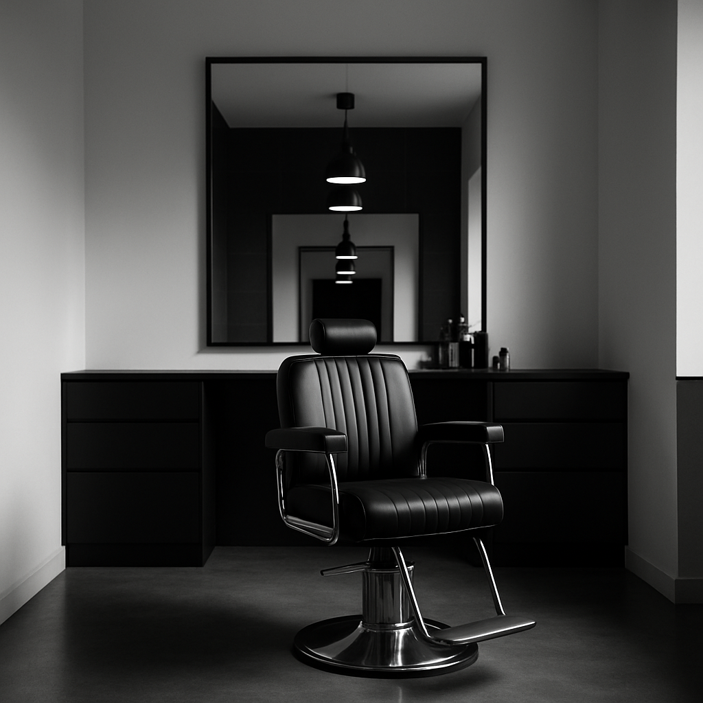 Clean and modern interior of Gentleman's Barber Shop with professional barber stations