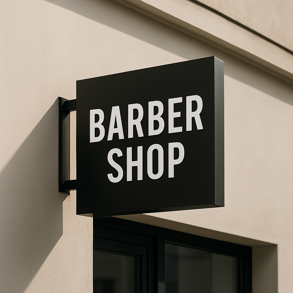 Gentleman's Barber Shop storefront with classic-modern style in Bayamón
